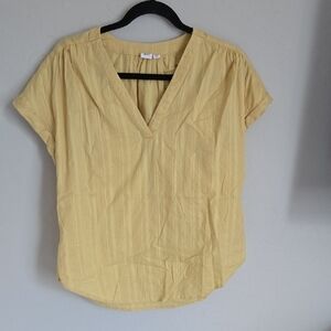 GAP Yellow Relaxed Ribbed Short Sleeve Blouse